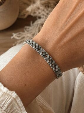 Braided Silver-Tone Women's Bracelet - Classic Woven Design